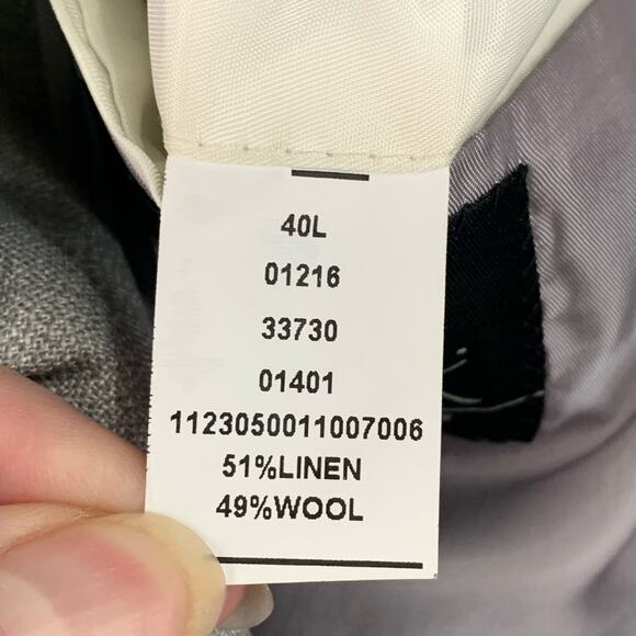 Jos. A. Bank Size 40 L Men's Linen Wool Sport Cost Blazer Jacket Gray Business - Picture 9 of 9